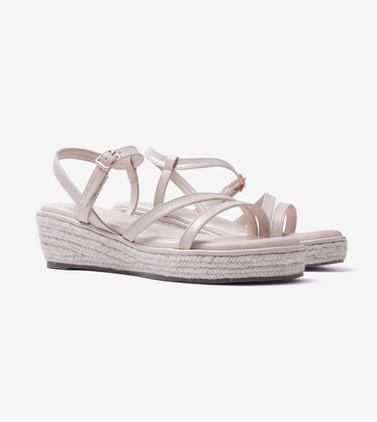 Sculpted Strap Espadrille Sandals - Light Cream