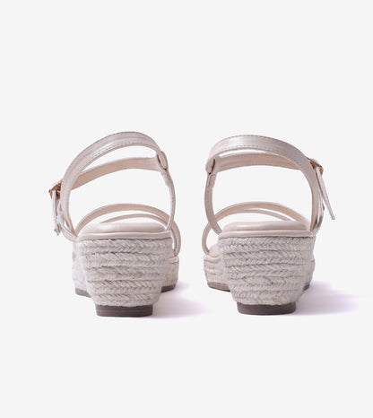 Sculpted Strap Espadrille Sandals - Light Cream
