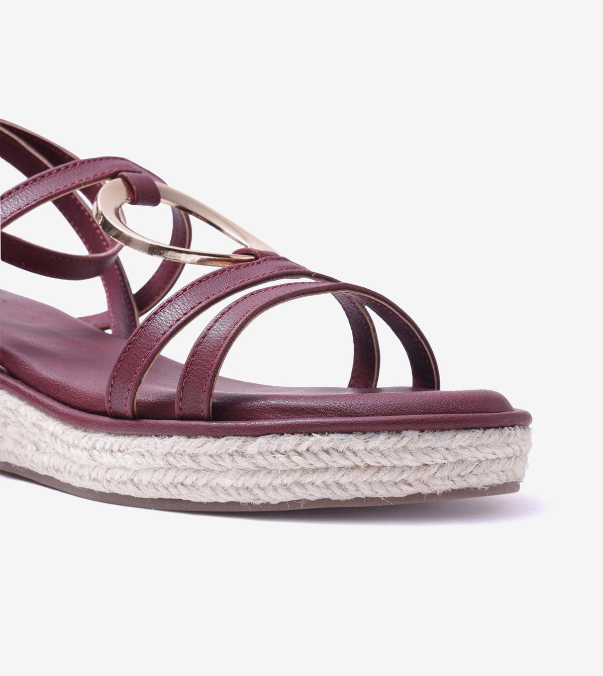 Embellished Ring Detail Espadrille - Maroon