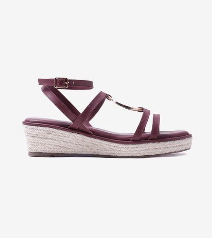 Embellished Ring Detail Espadrille - Maroon