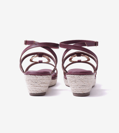 Embellished Ring Detail Espadrille - Maroon