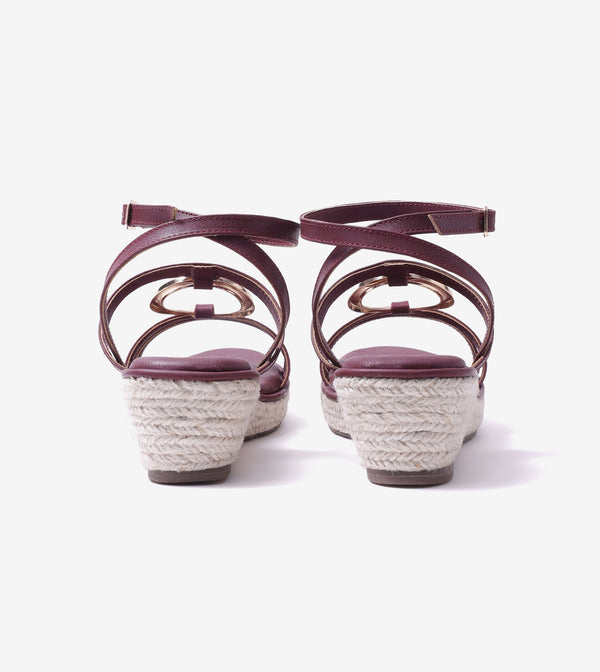 Embellished Ring Detail Espadrille - Maroon