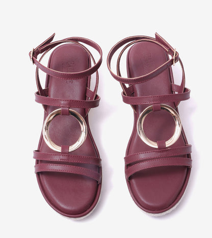 Embellished Ring Detail Espadrille - Maroon