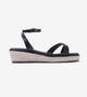 Interlock Detail Ankle Strap Wedges - Black