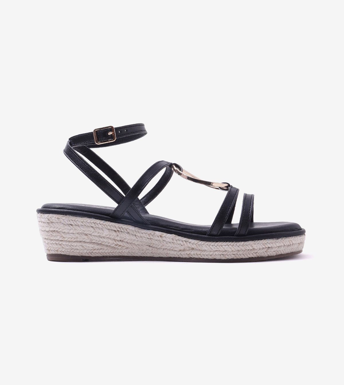 Embellished Ring Detail Espadrille - Black