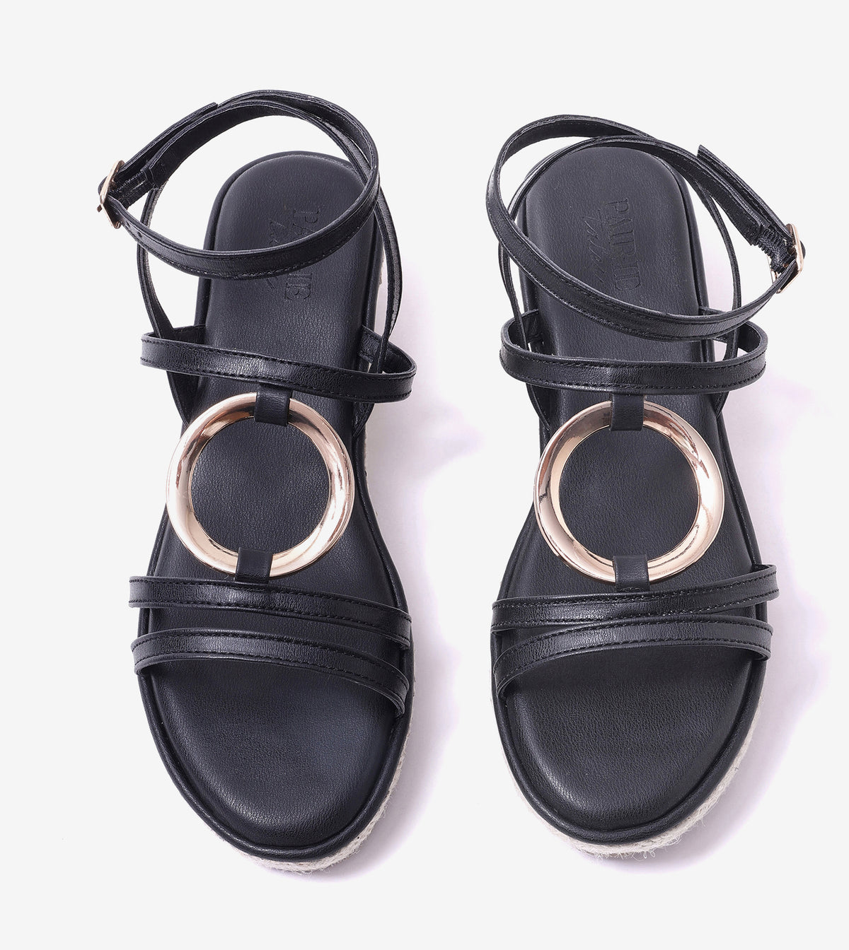 Embellished Ring Detail Espadrille - Black
