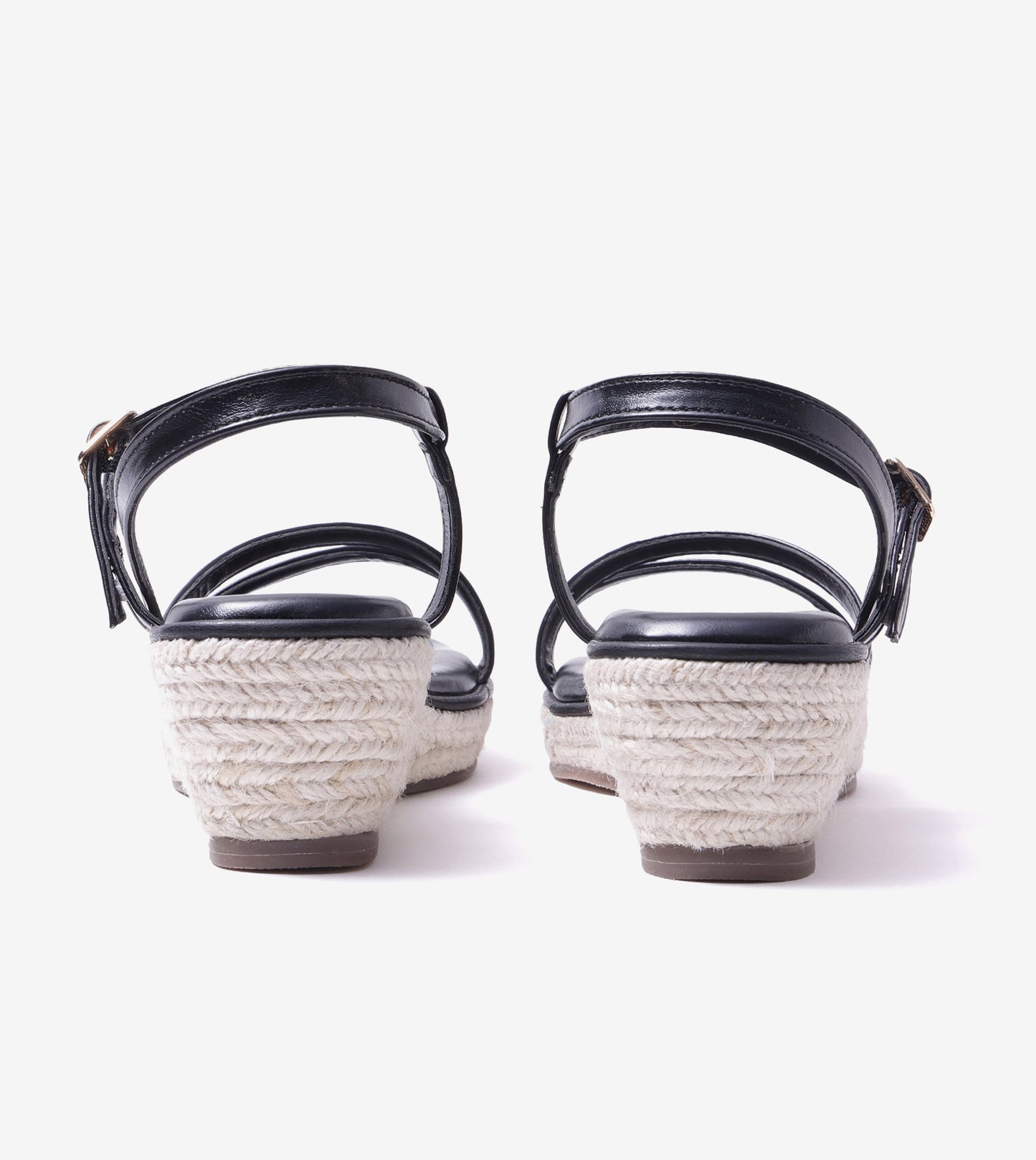 Sculpted Strap Espadrille Sandals - Black