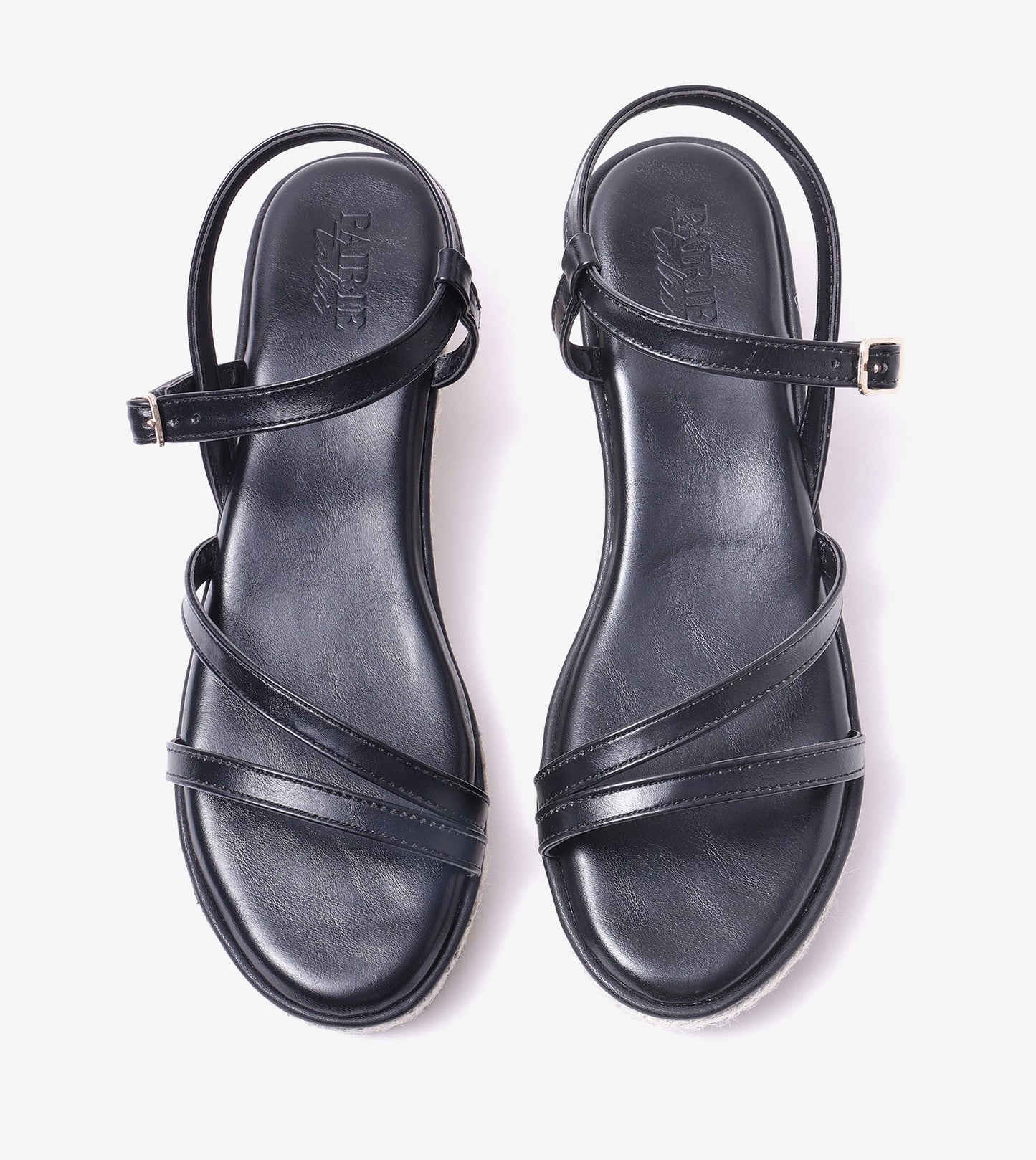 Sculpted Strap Espadrille Sandals - Black