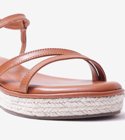 Sculpted Strap Espadrille Sandals - Tan