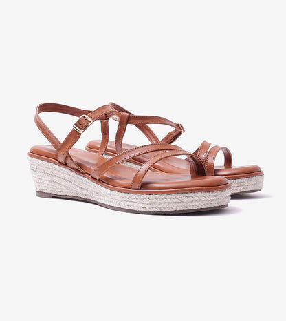Sculpted Strap Espadrille Sandals - Tan
