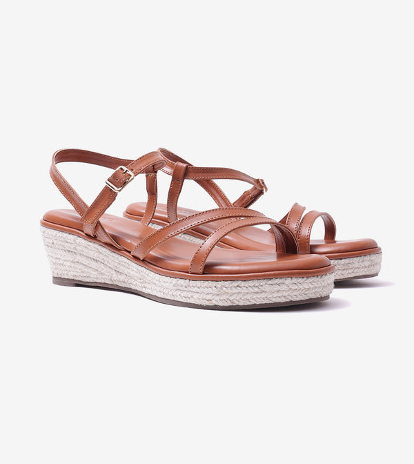 Sculpted Strap Espadrille Sandals - Tan