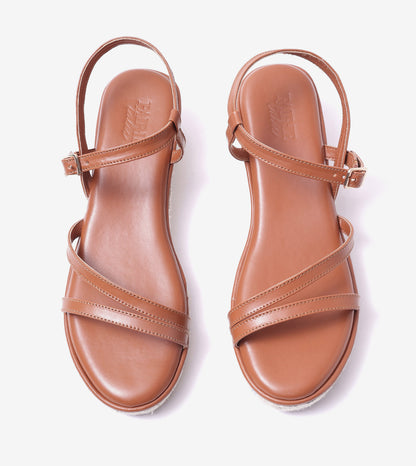 Sculpted Strap Espadrille Sandals - Tan