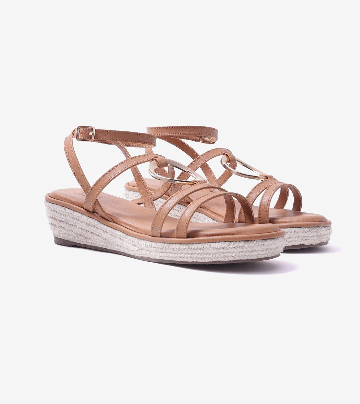 Embellished Ring Detail Espadrille - Dark Beige