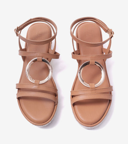 Embellished Ring Detail Espadrille - Dark Beige