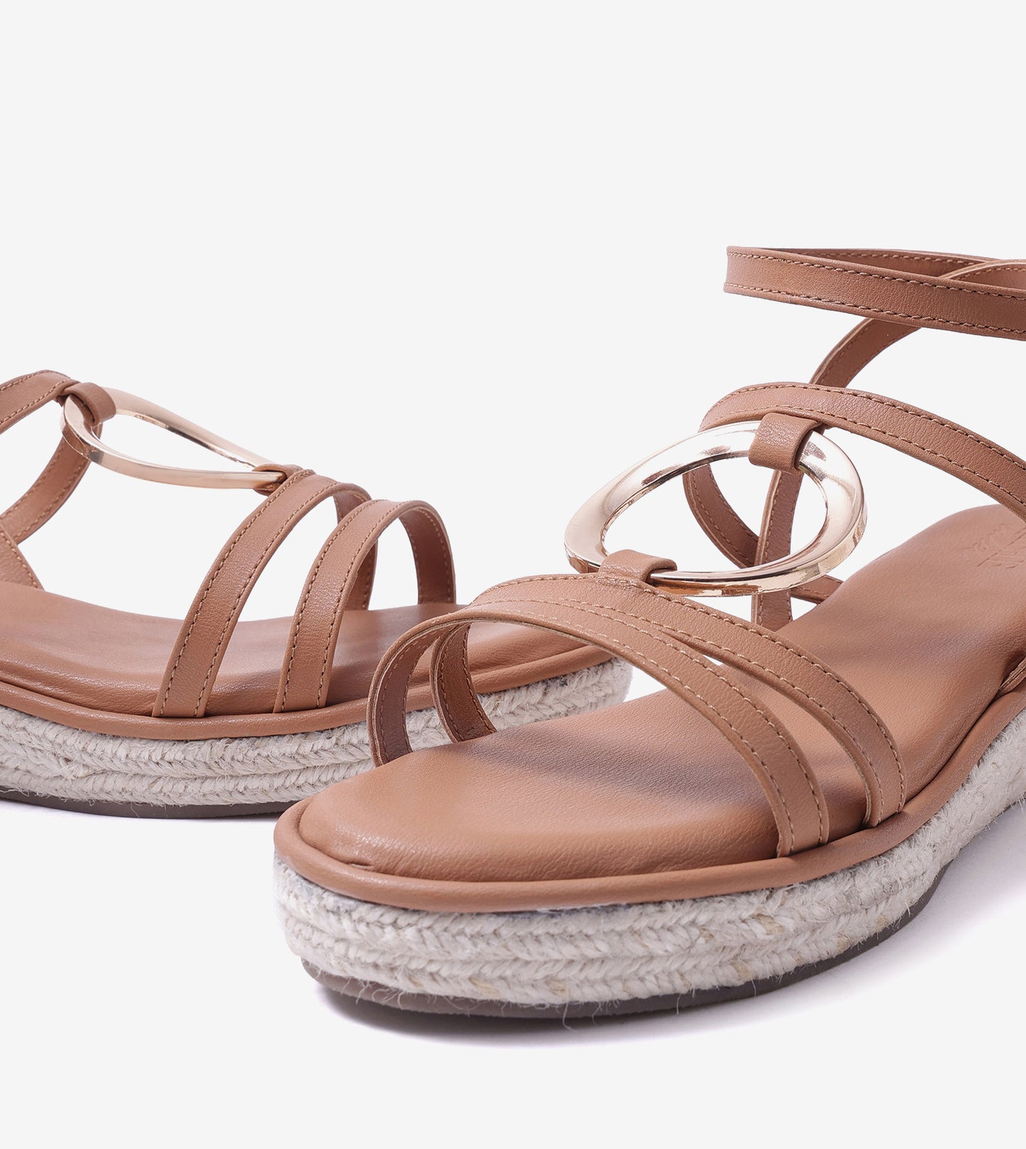 Embellished Ring Detail Espadrille - Dark Beige
