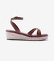 Interlock Detail Ankle Strap Wedges - Tan