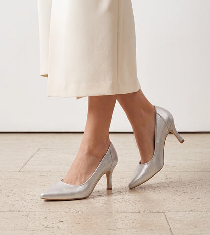 Matt Pointed Toe Pumps - Silver