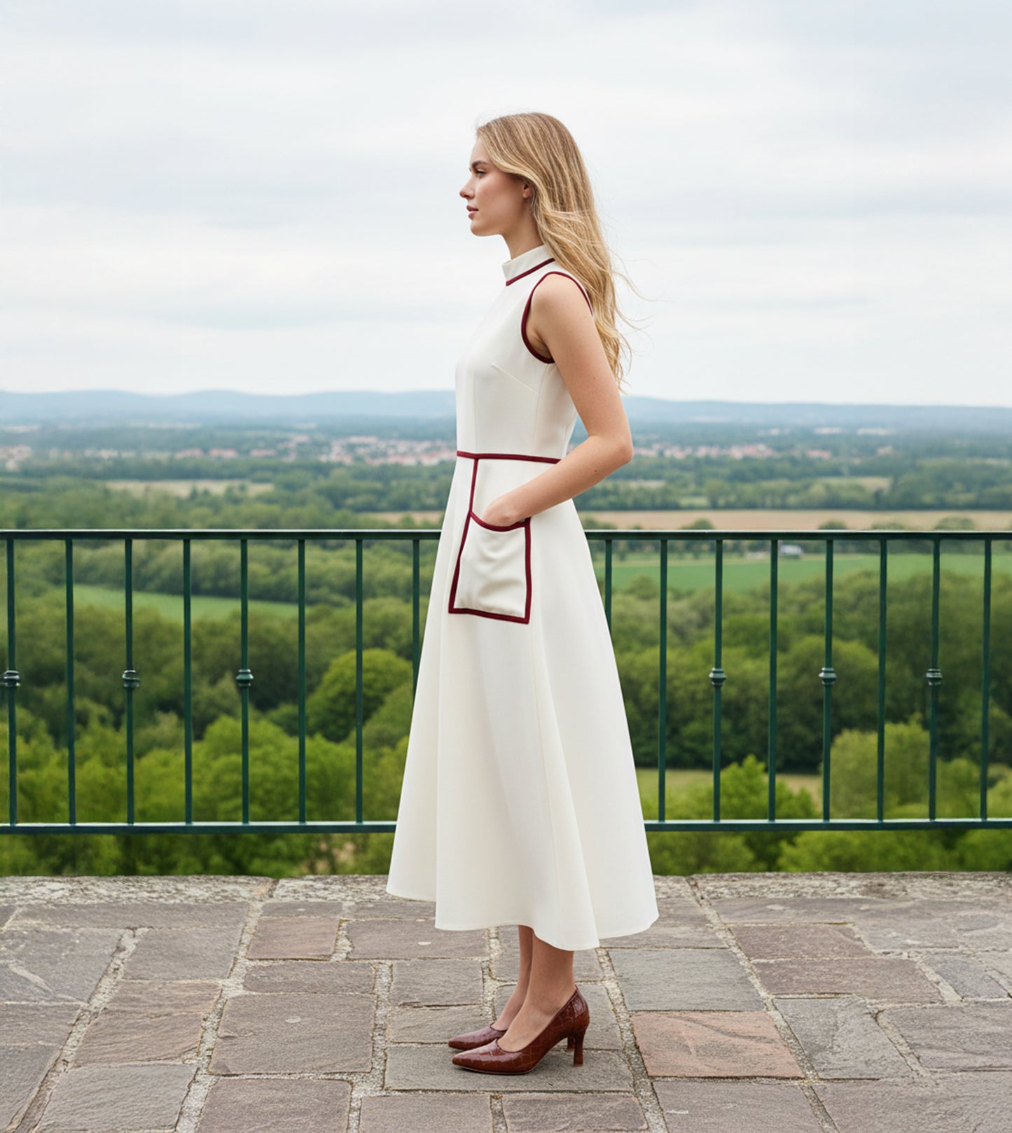 Patent Croc-Effect Print Pointed Toe Pumps - Brown