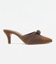Suede Knotted Stiletto Mules - Brown