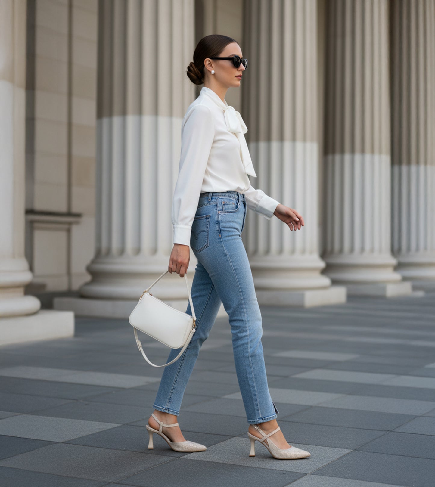 Snake Print Pointed Toe Slingback Pumps - Grey