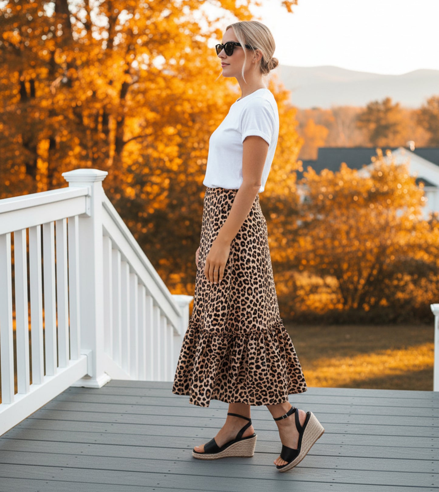 Ankle Strap Espadrille Wedges - Black
