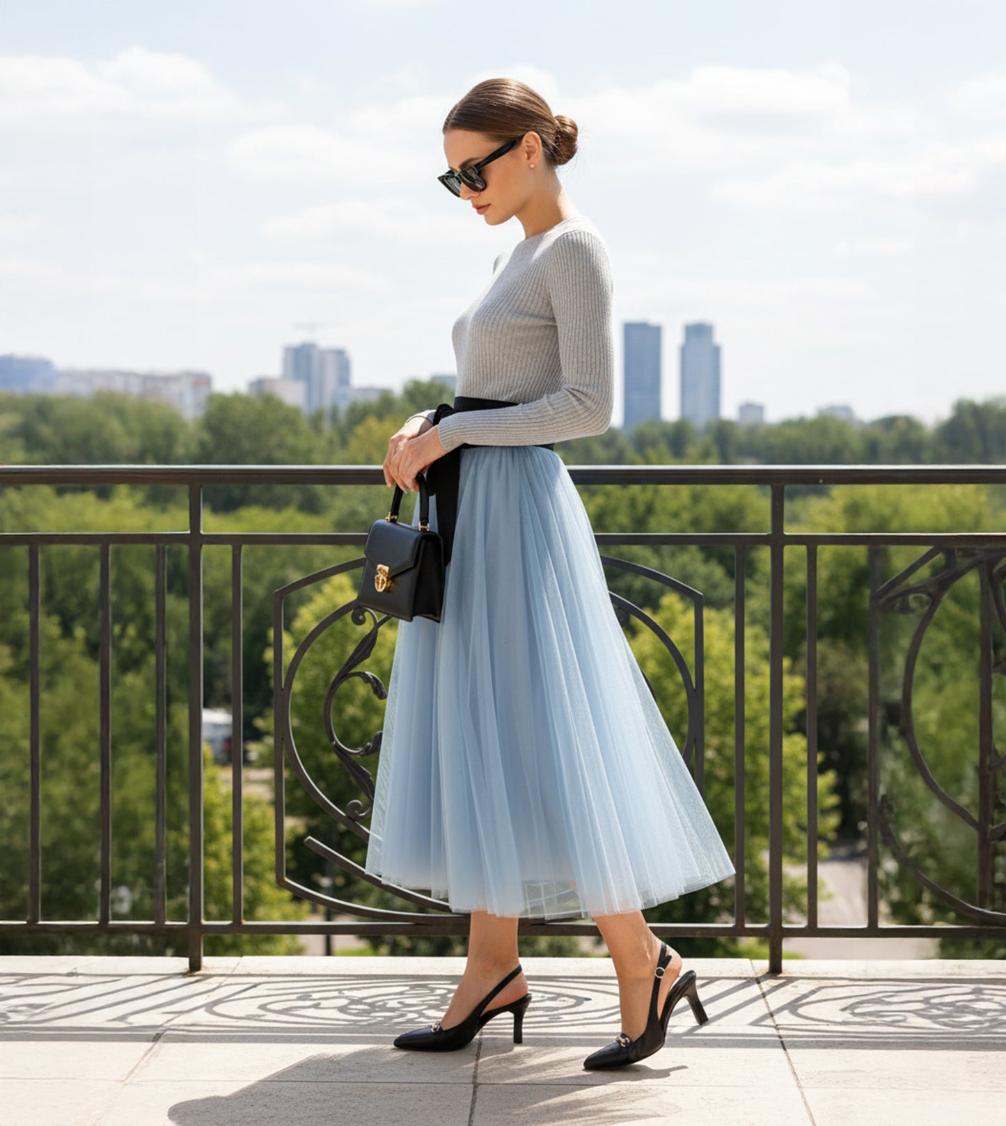 Chain - Embellished Slingback Pumps - Black