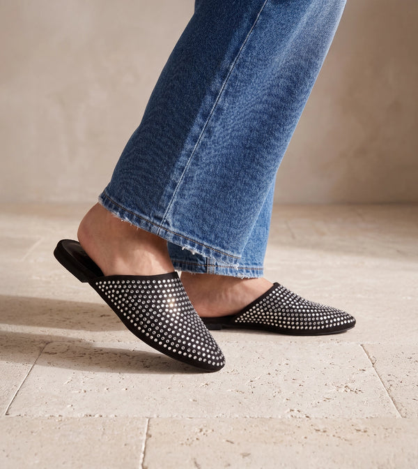Crystal Black slide-in mules Flats - Black