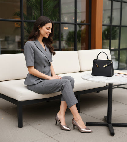 Crackled Metallic Pumps - Gunmetal