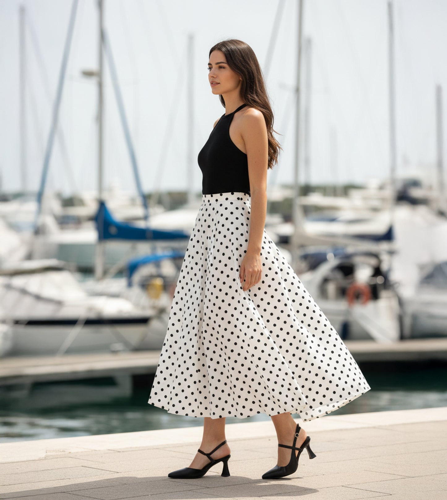 Slingback Pointed Toe Pumps - Black