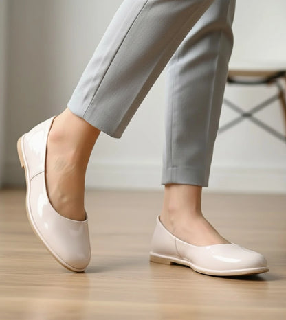 Modern Classic Patent Ballet Flats - Cream