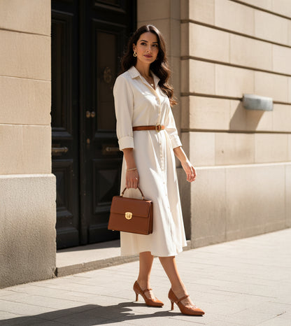 Pointed Toe Studded Mary Jane Pumps - Tan