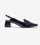 Loafer Slingback Block Heels - Black