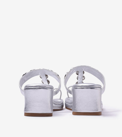 Ornate Chain Wedge Sandals - Silver