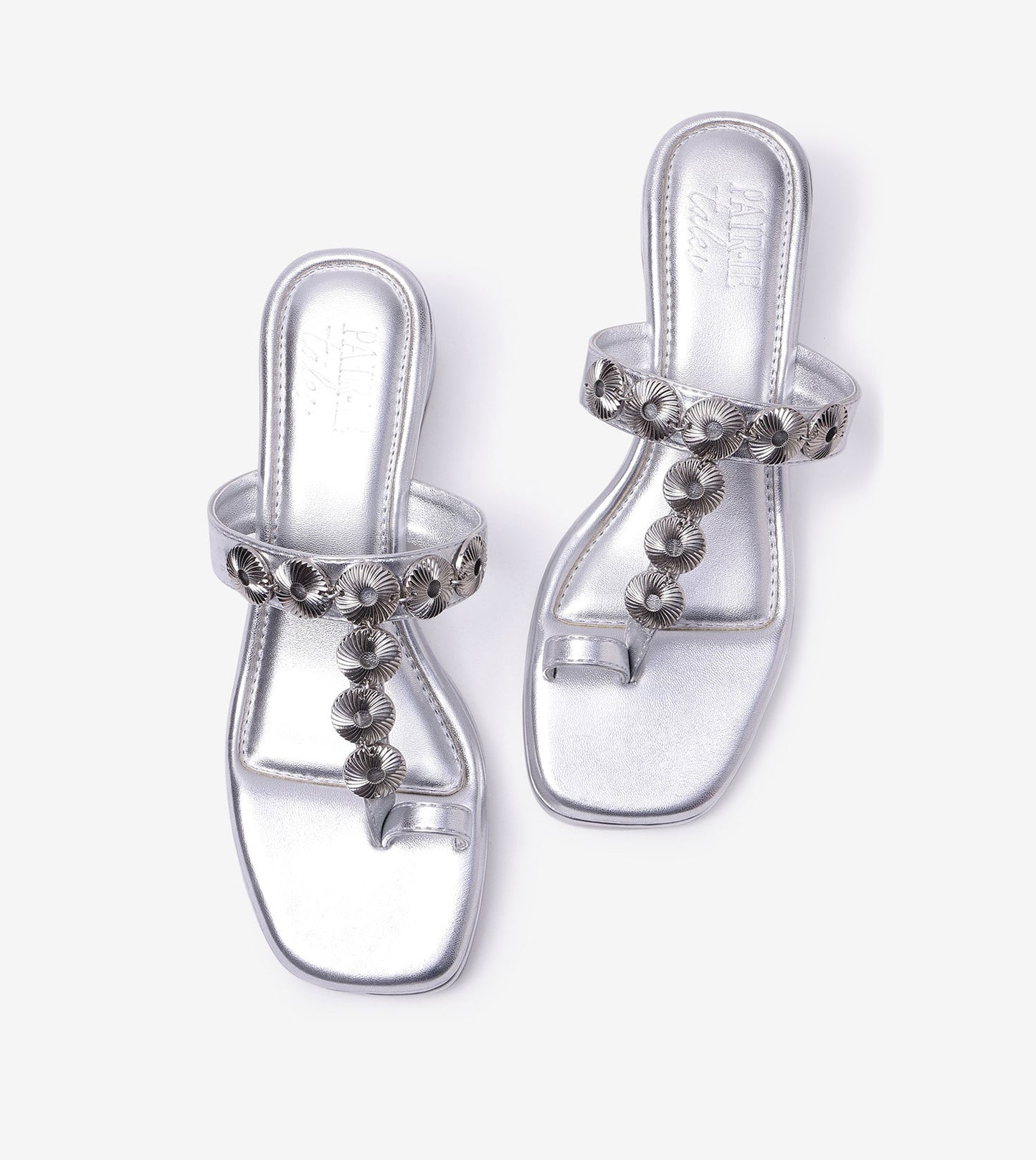 Ornate Chain Wedge Sandals - Silver