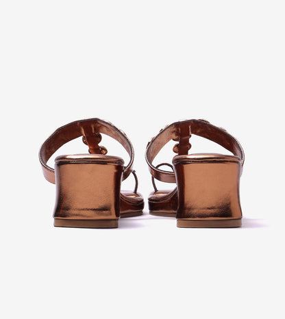 Ornate Chain Wedge Sandals - Antique