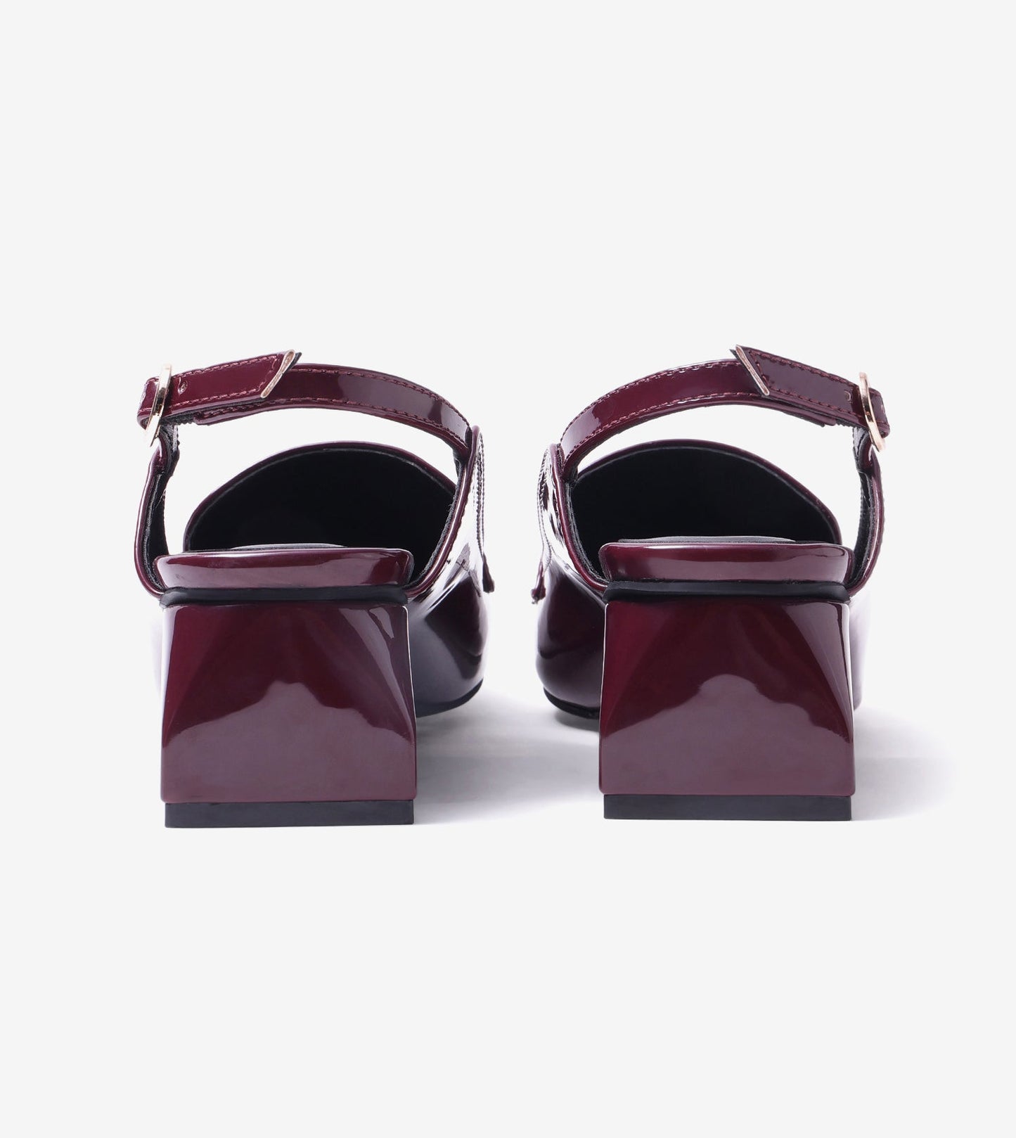 Loafer Slingback Block Heels - Wine