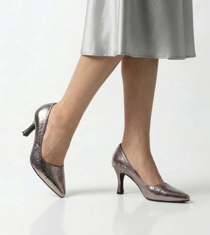 Crackled Metallic Pumps - Gunmetal