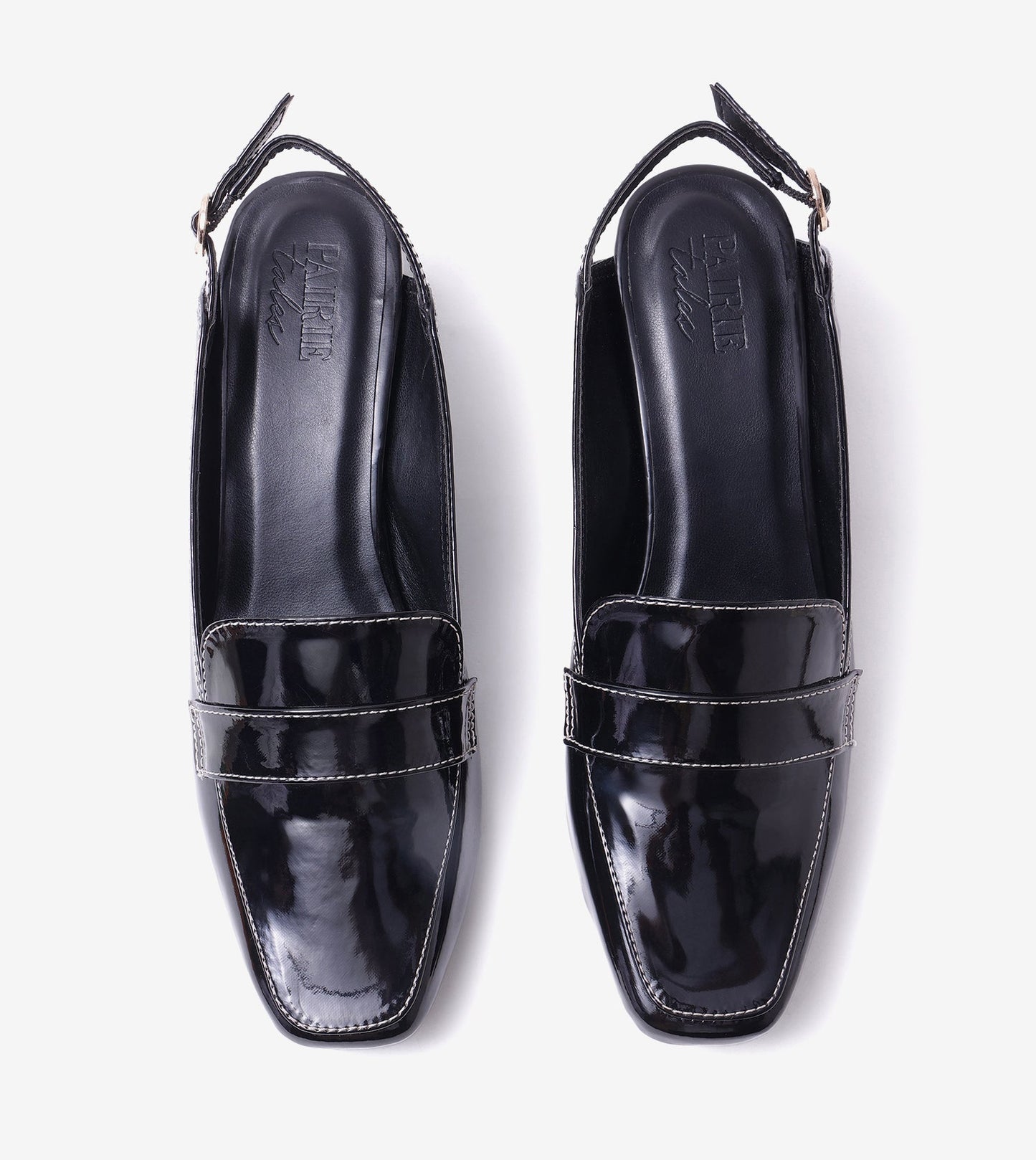 Loafer Slingback Block Heels - Black