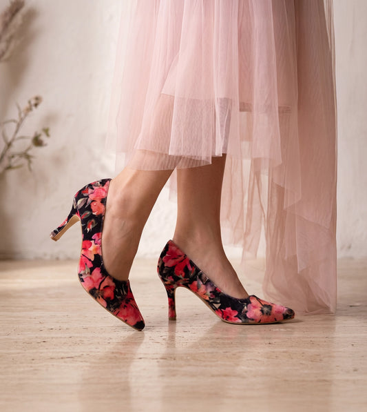 Floral Printed Pumps - Pink
