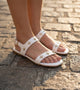 Double Strap Sandals With Metal Adornment - White
