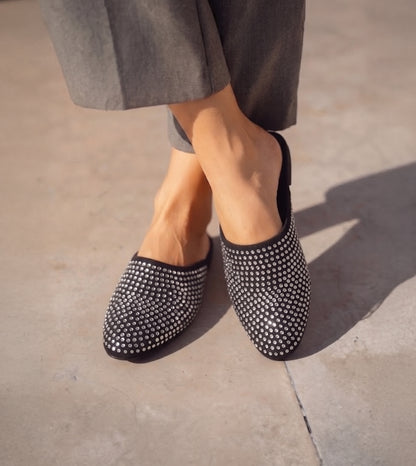 Crystal Black slide-in mules Flats - Black