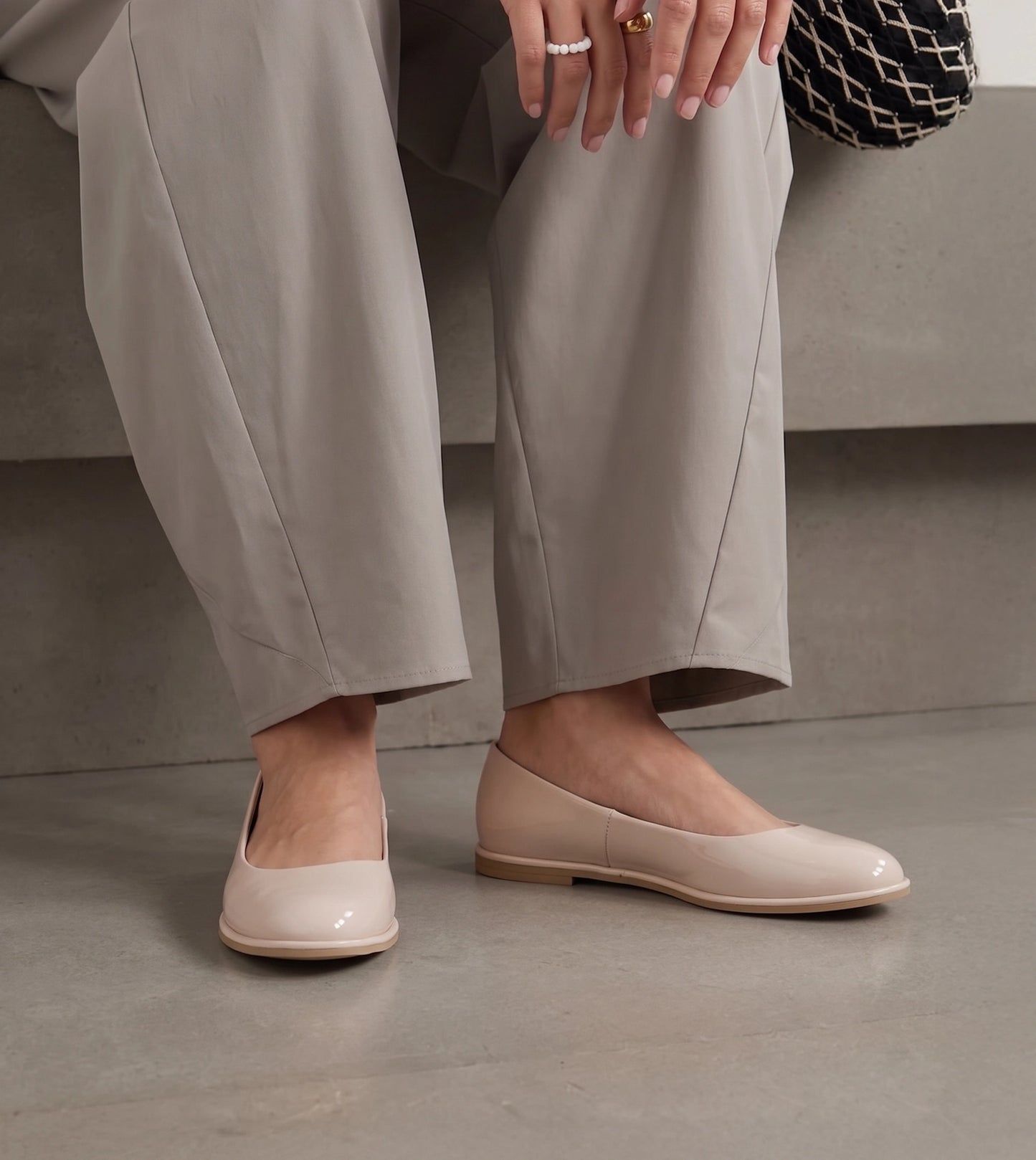 Modern Classic Patent Ballet Flats - Cream