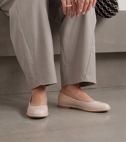Modern Classic Patent Ballet Flats - Cream