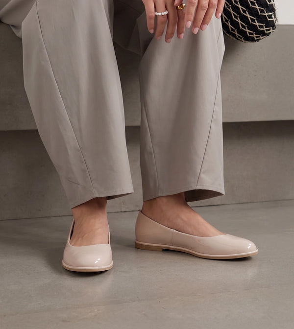 Modern Classic Patent Ballet Flats - Cream