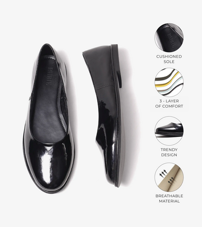 Modern Classic Patent Ballet Flats - Black