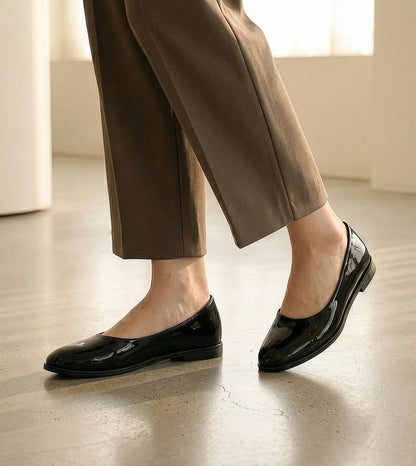 Modern Classic Patent Ballet Flats - Black
