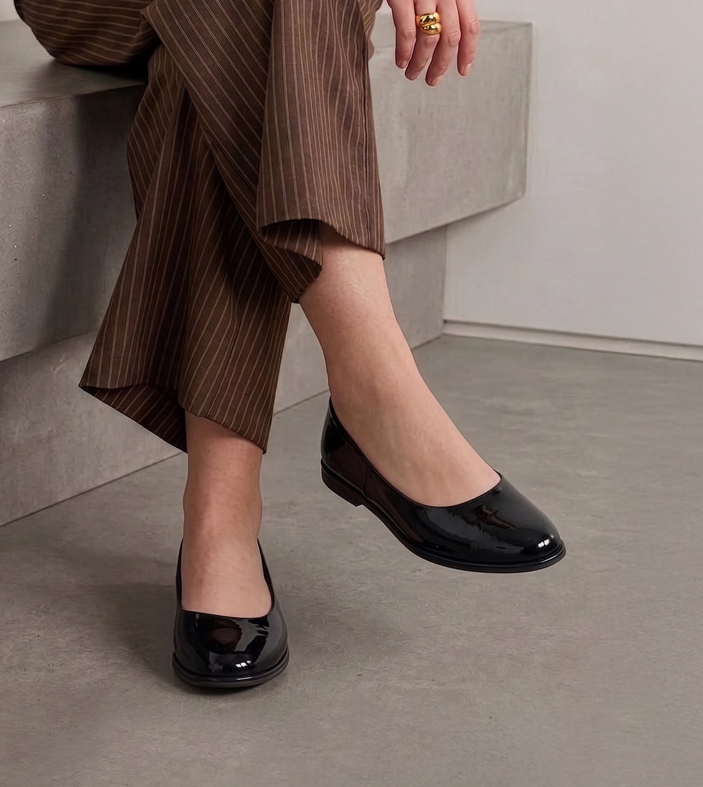 Modern Classic Patent Ballet Flats - Black