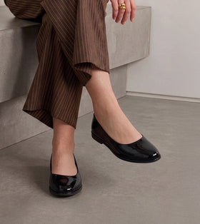 Modern Classic Patent Ballet Flats - Black