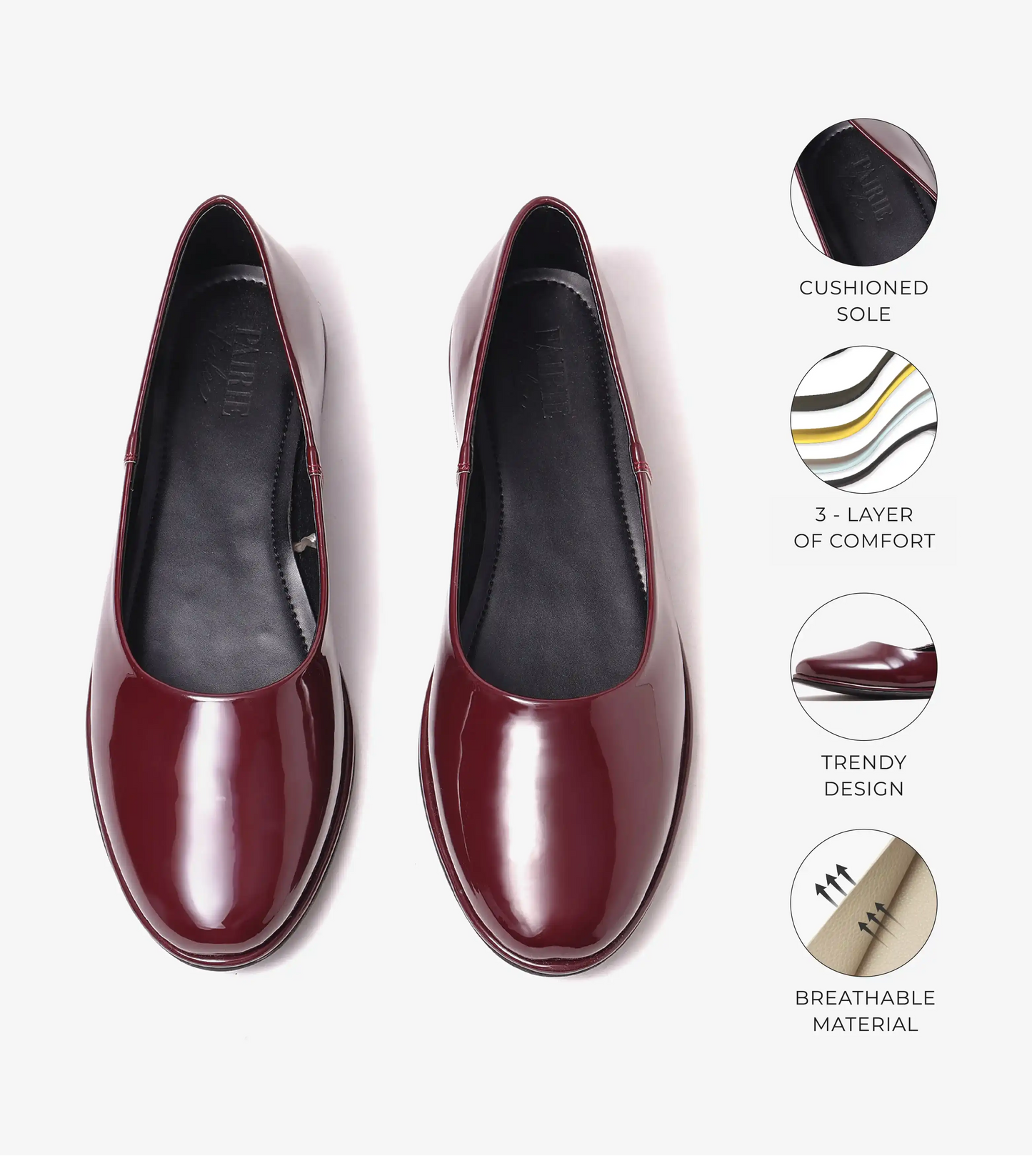 Modern Classic Patent Ballet Flats - Wine