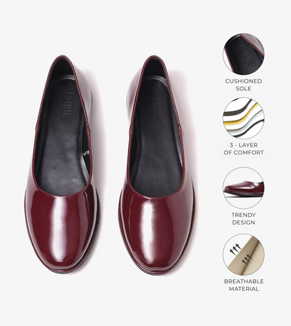 Modern Classic Patent Ballet Flats - Wine